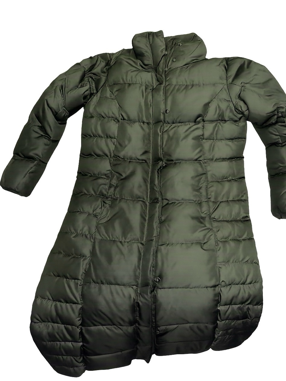 Eddie Bauer Long Olive Green Quilted Parka Coat